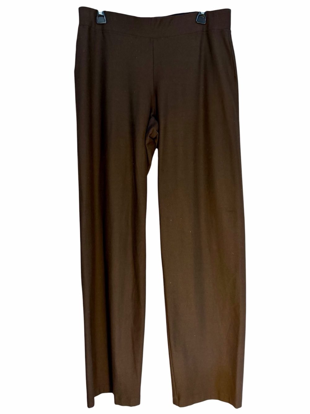 Eileen Fisher Stretch Crepe Pull On Knit Pants Sz Medium Tall Dark Brown